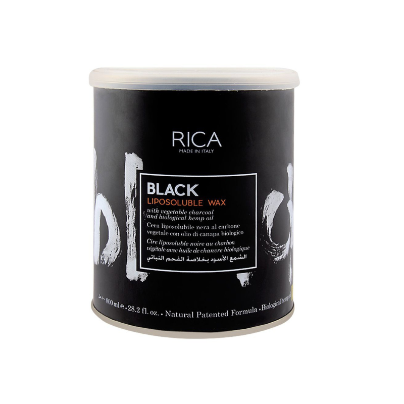 RICA Black Liposoluble Wax 800ml – Activated Charcoal Wax for Deep Cleansing and Smooth Skin