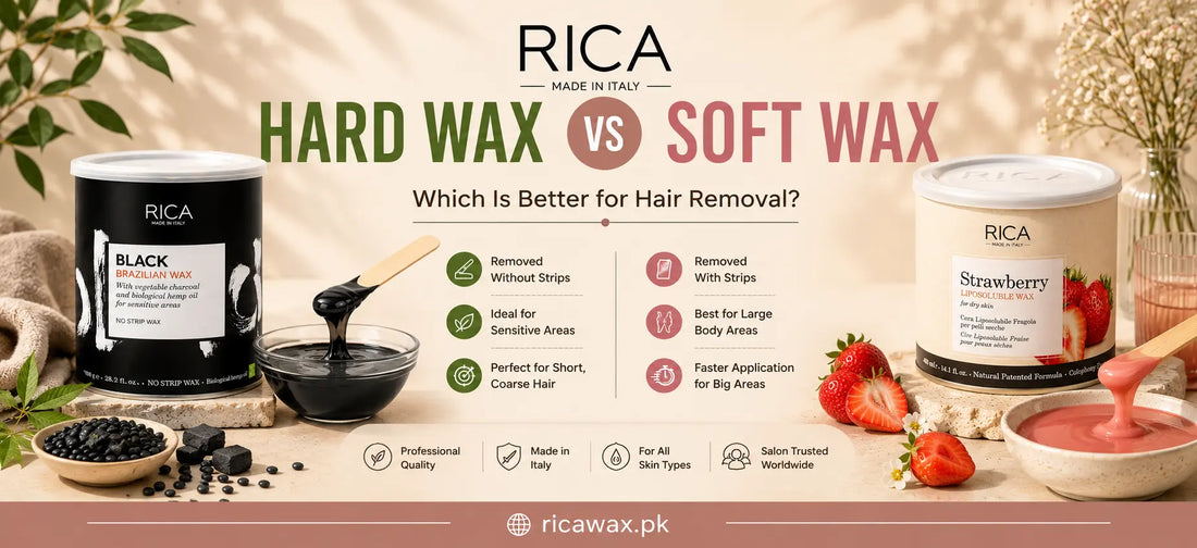 Hard Wax vs Soft Wax comparison using Rica professional hair removal wax products