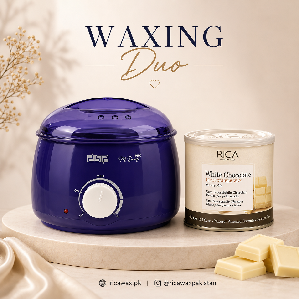 Blue Wax Heater with Rica Liposoluble 400ml Wax kit