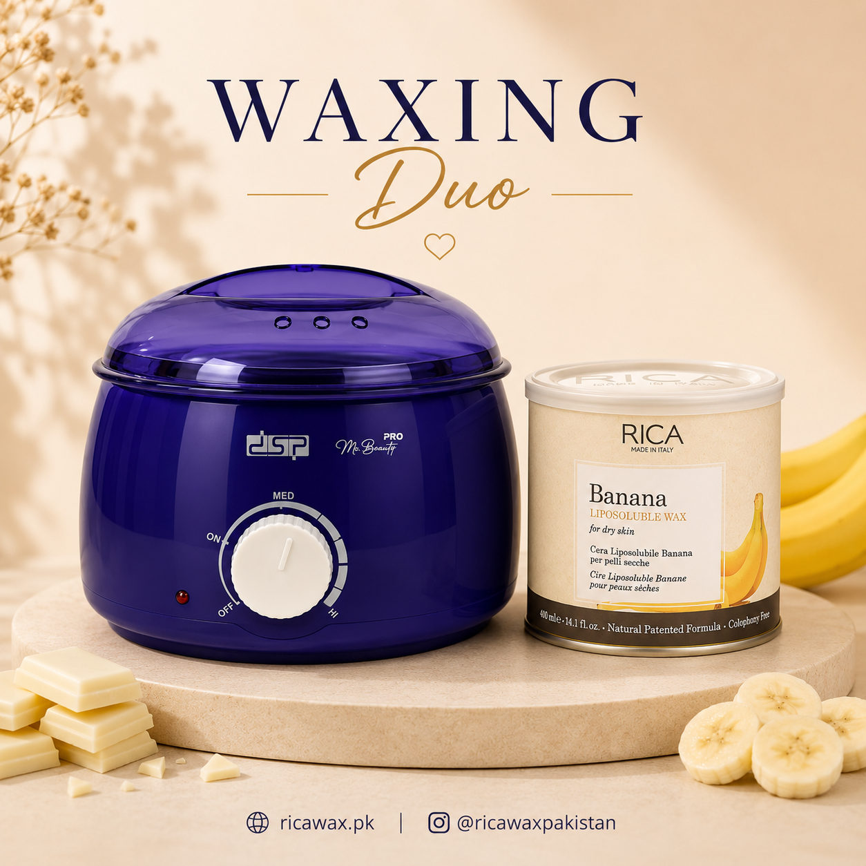 Blue Wax Heater with Rica Liposoluble 400ml Wax kit
