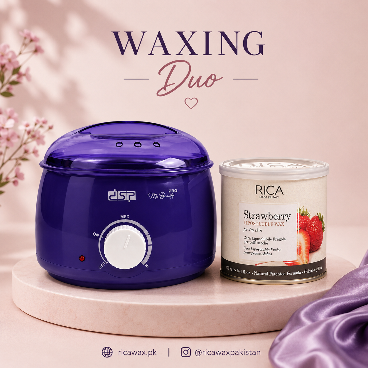 Blue Wax Heater with Rica Liposoluble 400ml Wax kit
