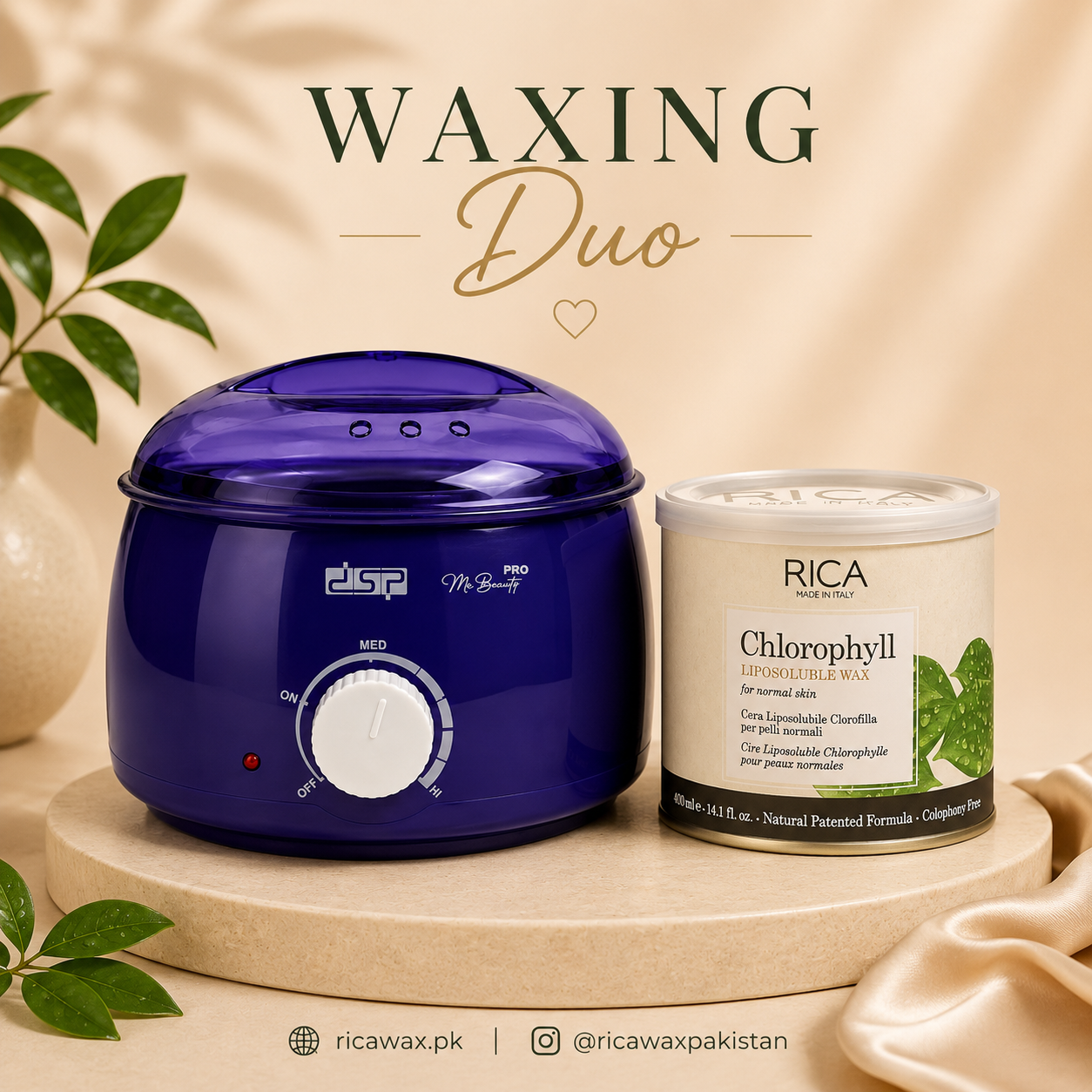 Blue Wax Heater with Rica Liposoluble 400ml Wax kit
