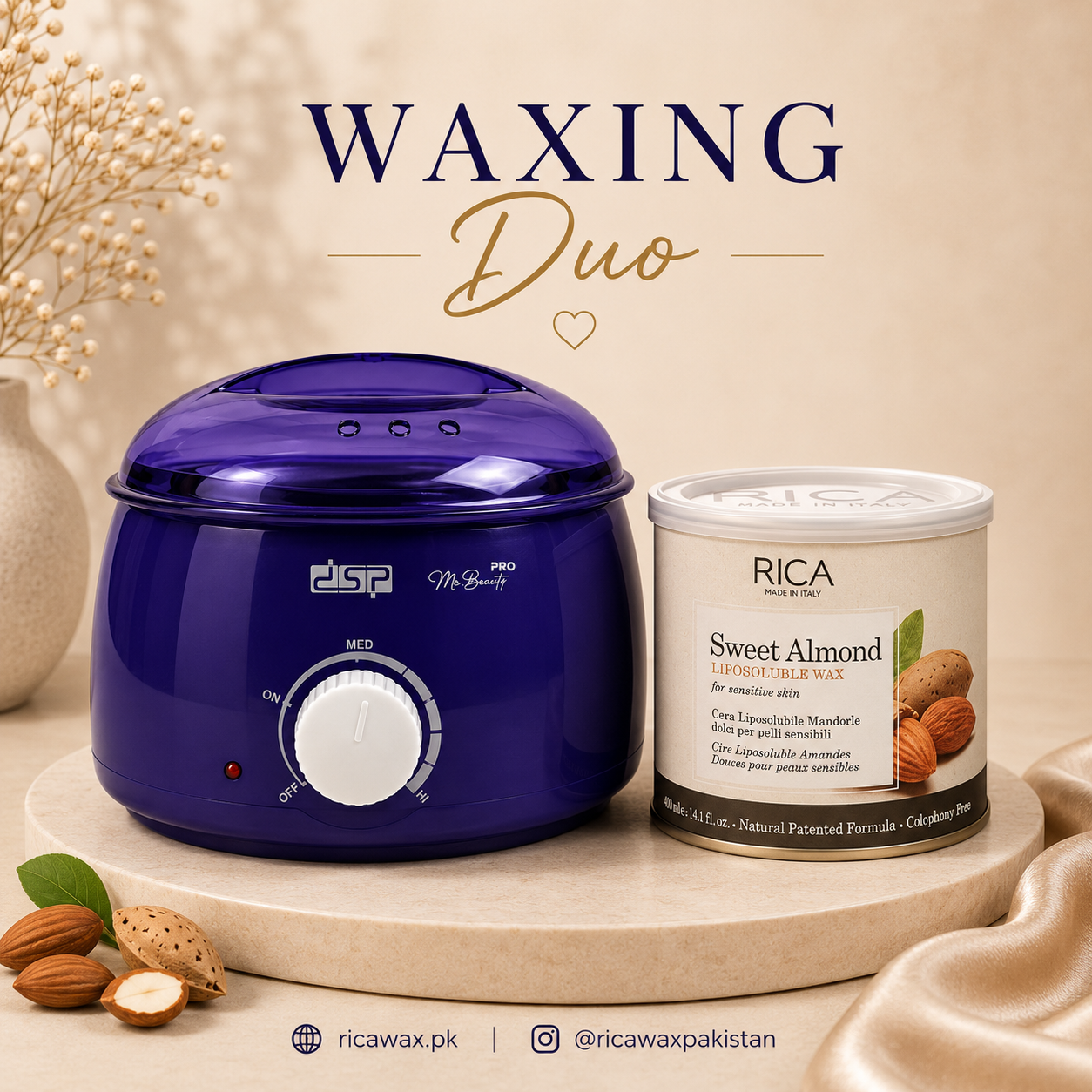 Blue Wax Heater with Rica Liposoluble 400ml Wax kit