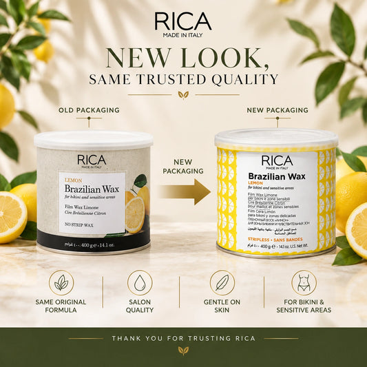 Original RICA Lemon Brazilian Wax 400g old and new packaging