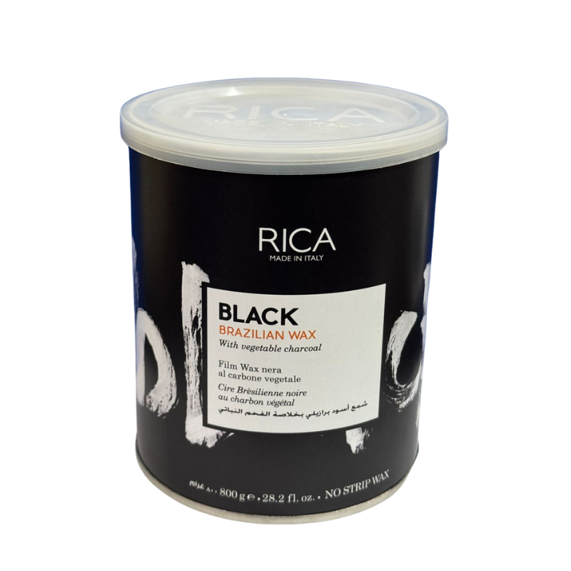 Rica Black Charcoal Brazilian Wax 800ml – Deep Cleansing Professional Wax for Sensitive Skin