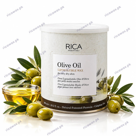 Buy RICA Olive Oil Liposoluble Wax 800ml for Very Dry Skin available in Pakistan at ricawax.pk

