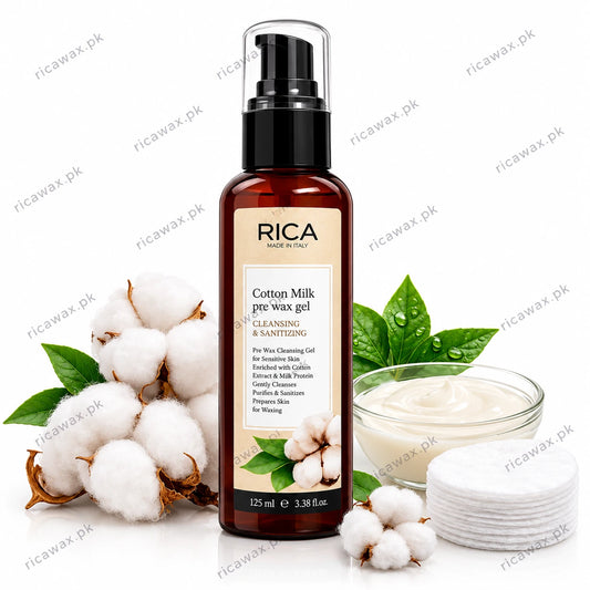 Buy RICA Cotton Milk Pre-Wax Gel 125ml available in Pakistan online at ricawax.pk 