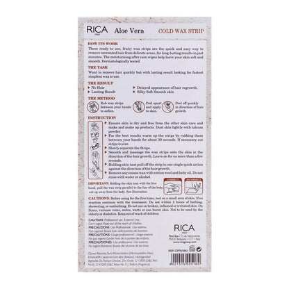 RICA Aloe Vera Cold Wax Strips for Legs and Body – Ready to Use Hair Removal Strips