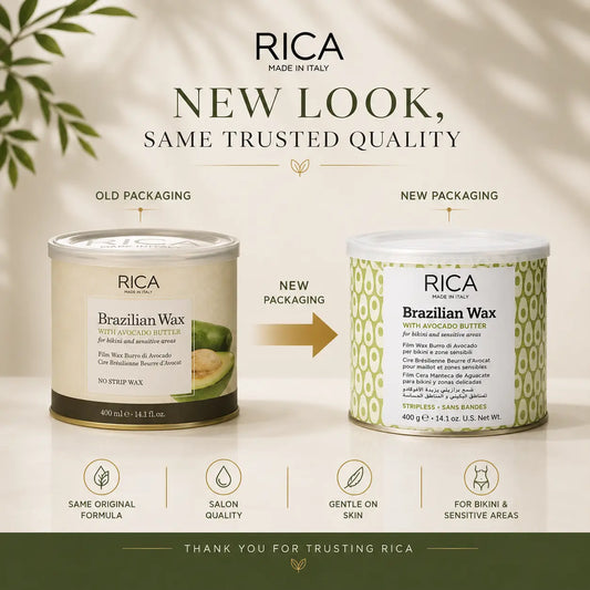 RICA Brazilian Wax with Avocado Butter 400ml new packaging available on onlin store ricawax.pk