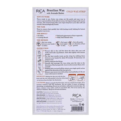 RICA Avocado Cold Wax Strips for Legs and Body – Ready to Use Hair Removal Strips