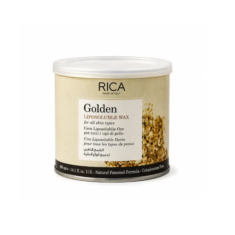 Buy Original Rica Golden Liposoluble Wax 400ml in Pakistan. Premium Italian soft wax for smooth, effective hair removal. Fast delivery from RicaWax.pk.