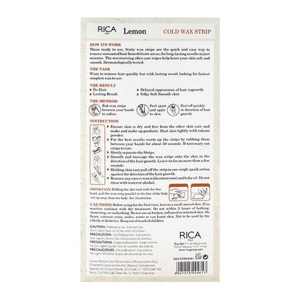 RICA Lemon Cold Wax Strips for Legs and Body – Ready to Use Hair Removal Strips