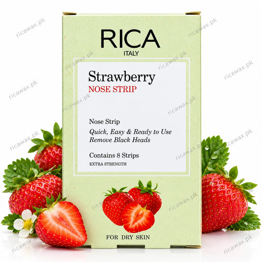 Rica Strawberry Blackhead Removal Nose Strips Contains 8 Strips Quick , Easy & Ready to use , Remove black heads