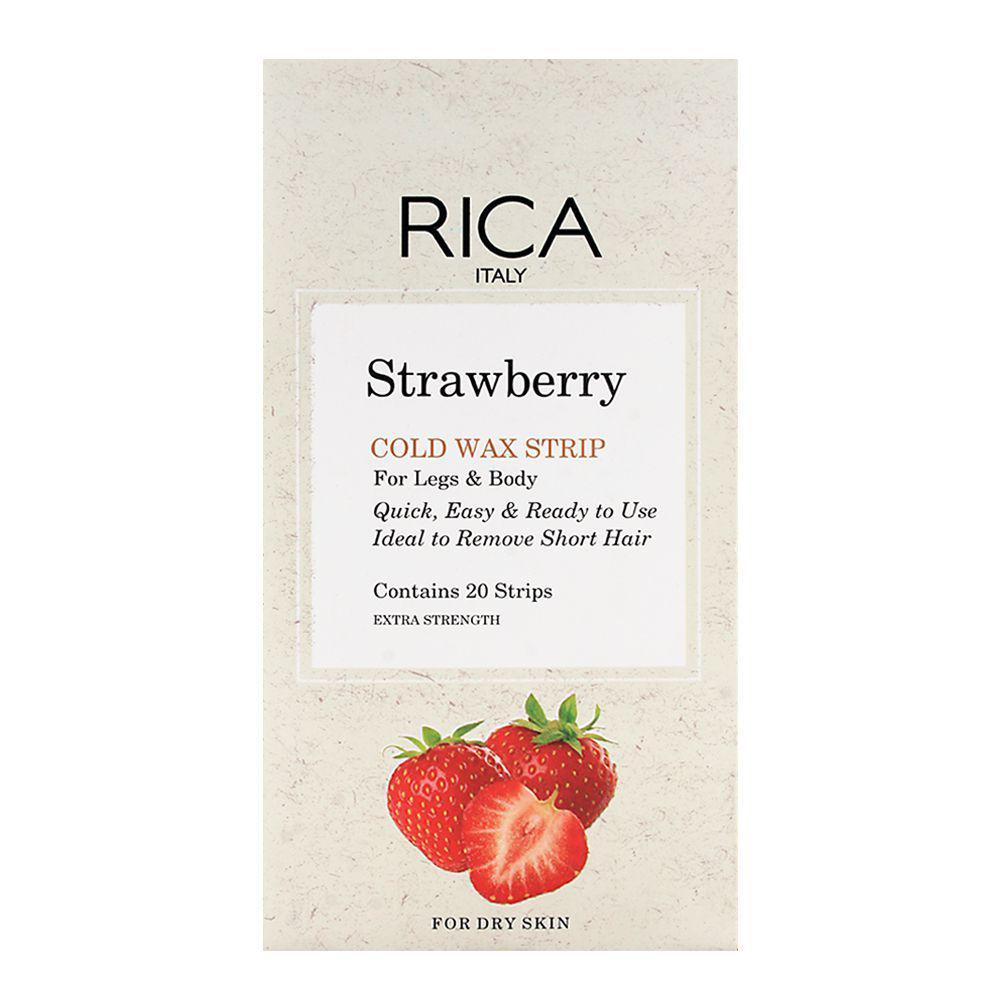 RICA Strawberry Cold Wax Strips for Legs and Body – Pack of 20 Ready to Use Hair Removal Strips