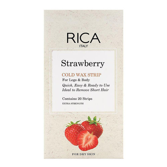 RICA Strawberry Cold Wax Strips for Legs and Body – Pack of 20 Ready to Use Hair Removal Strips