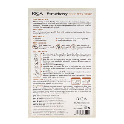 RICA Strawberry Cold Wax Strips for Legs and Body –  Ready to Use Hair Removal Strips